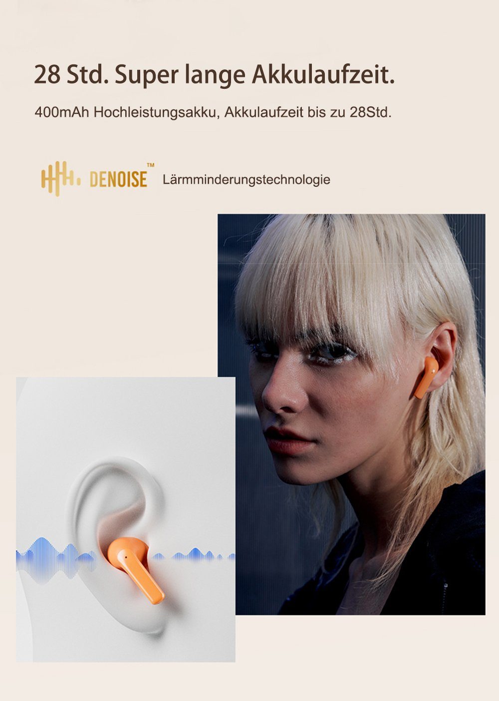 SANAG Bluetooth Kopfhörer Mit Bluetooth 5.3 Version, TWS Kopfhörer Kabellos In-Ear-Kopfhörer (Active Noise Cancelling (ANC), Dolby Atmos, True Wireless)