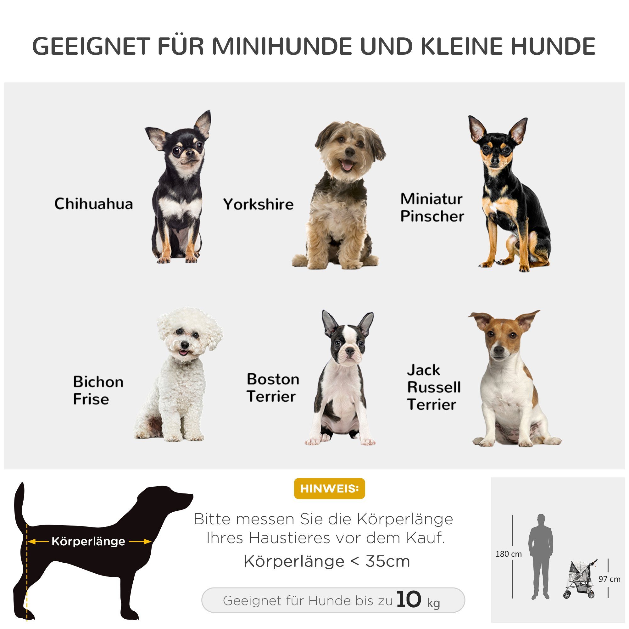 PawHut Hundebuggy Haustierbuggy, faltbar, mit Korb, Becherhalter, 75 x 45 x 97 cm, Grau, (1-tlg), Hundebuggy