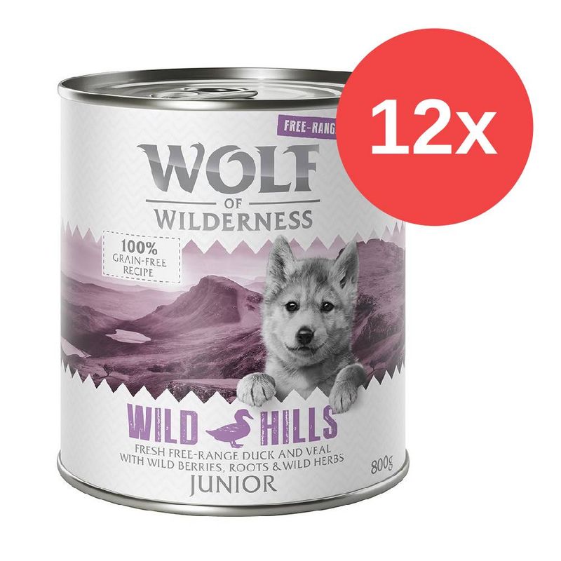 Sparpaket Wolf of Wilderness Freiland-Fleisch Junior 12 x 800 g
