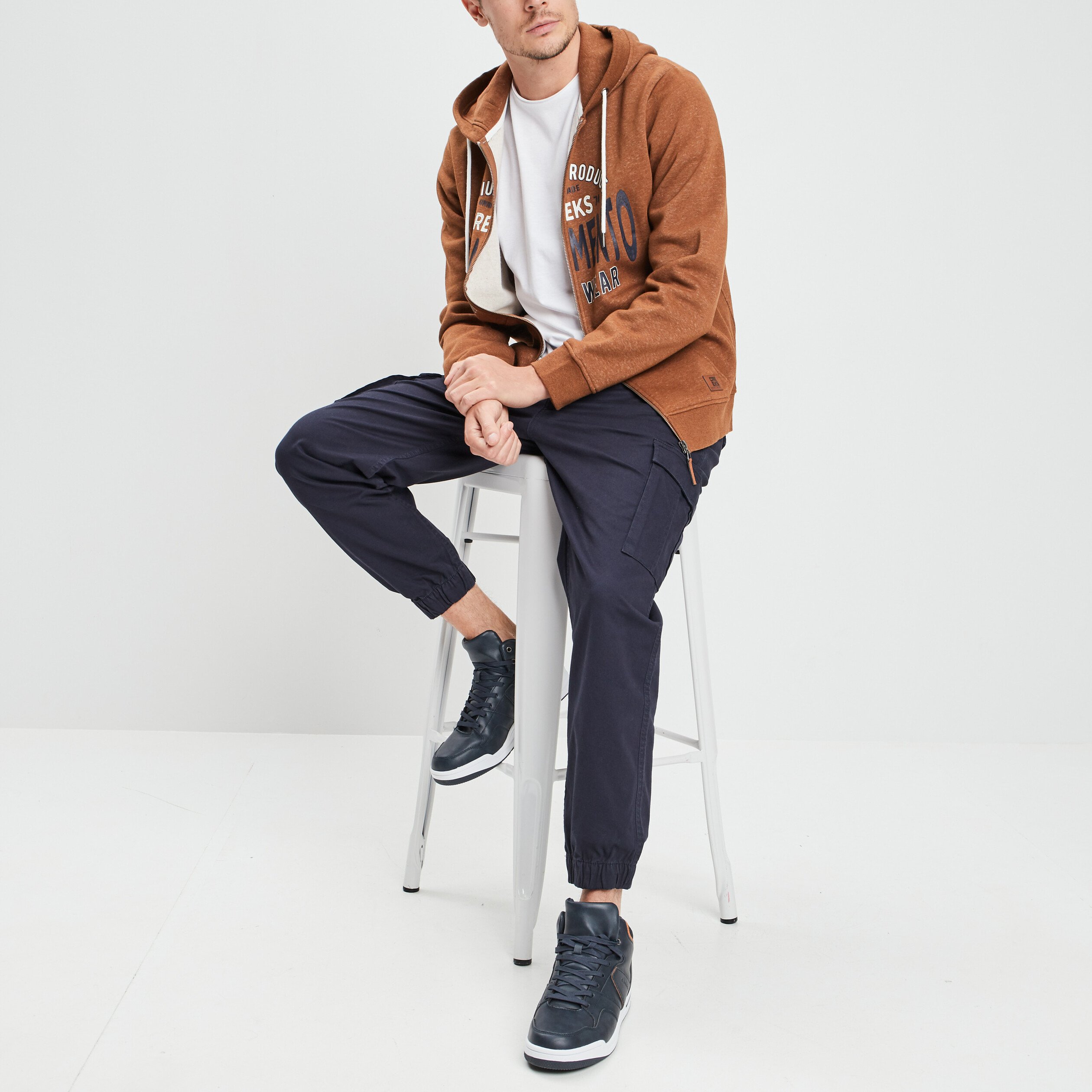 T-shirt col rond avec poche plaquée blanc homme | La Halle
