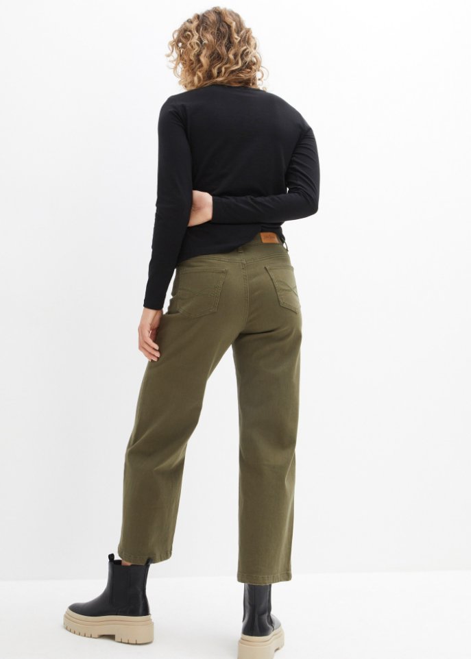 Stretch-Jeans Culotte, knöchelfrei