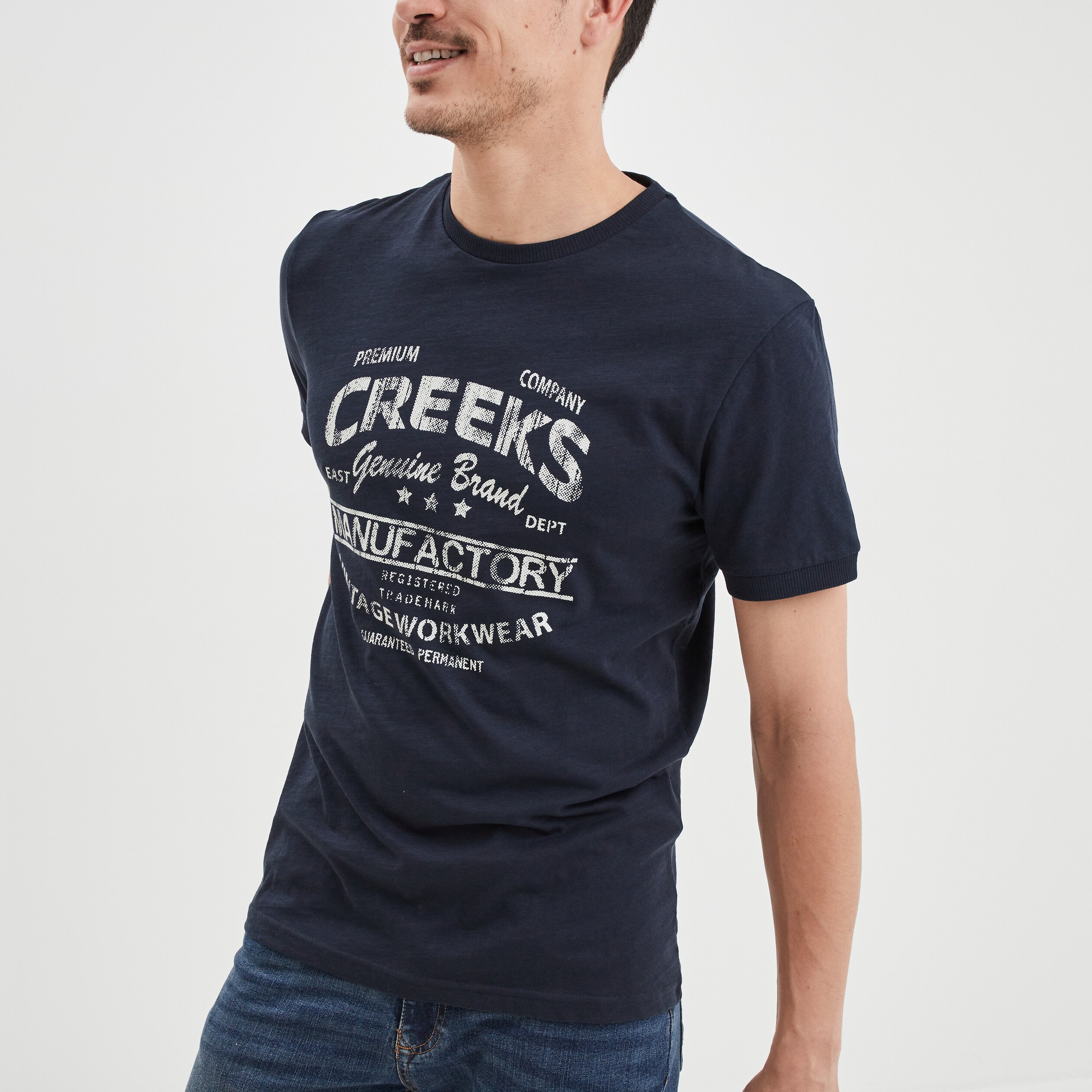 T-shirt droit manches courtes Creeks bleu foncé homme | La Halle