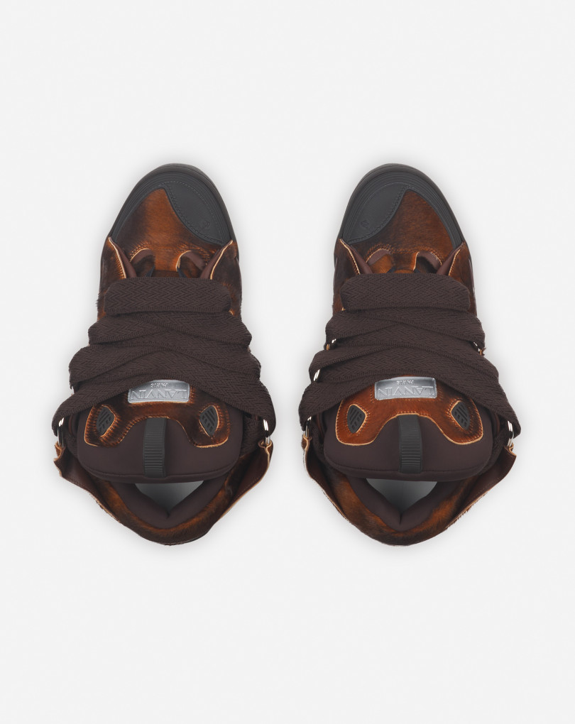SNEAKERS CURB EN CUIR A EFFET PONY
