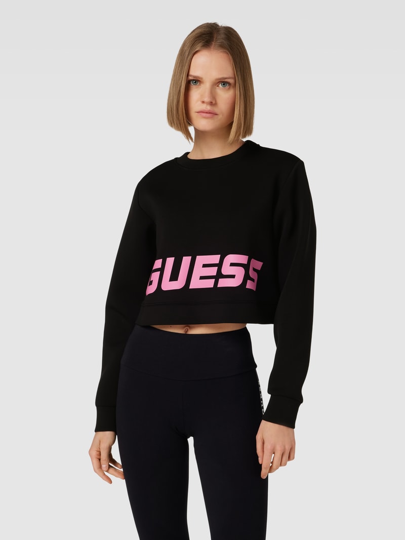 Crop Sweatshirt mit Label-Print Modell 'ALETHA' in schwarz