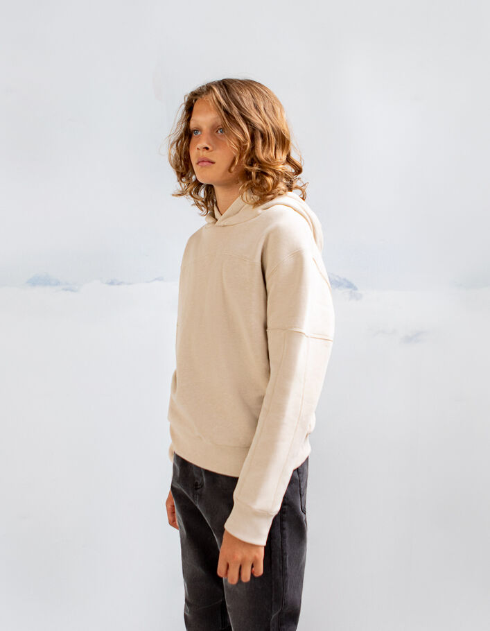 Sweat beige nylon quadrillé dos garçon
