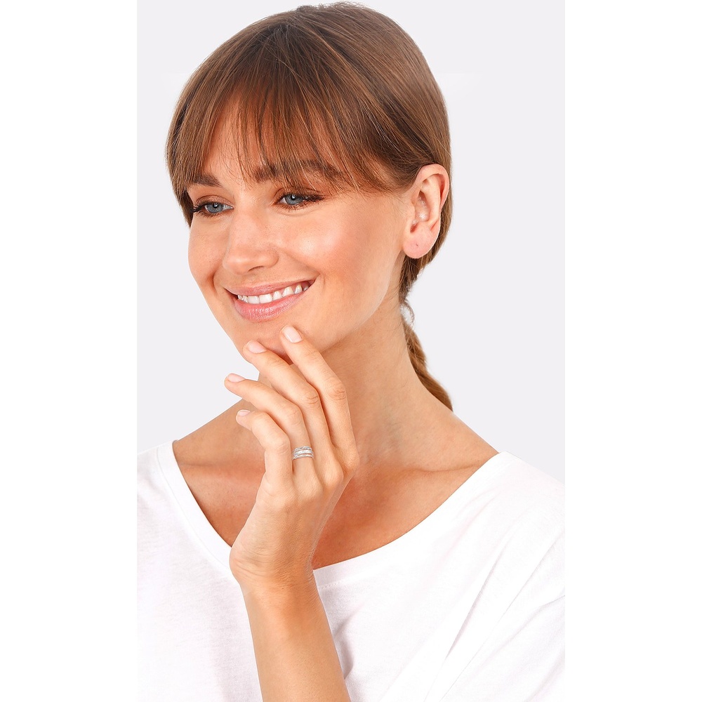 Elli Elli Bague Boule à vagues Bague pour dames en 925/1000 argent massif Bague