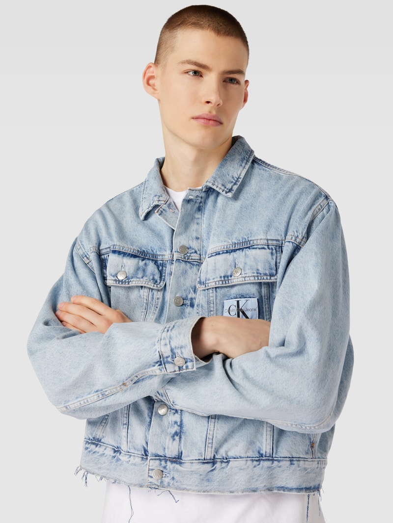 Boxy Fit Jeansjacke mit Label-Patch in jeans