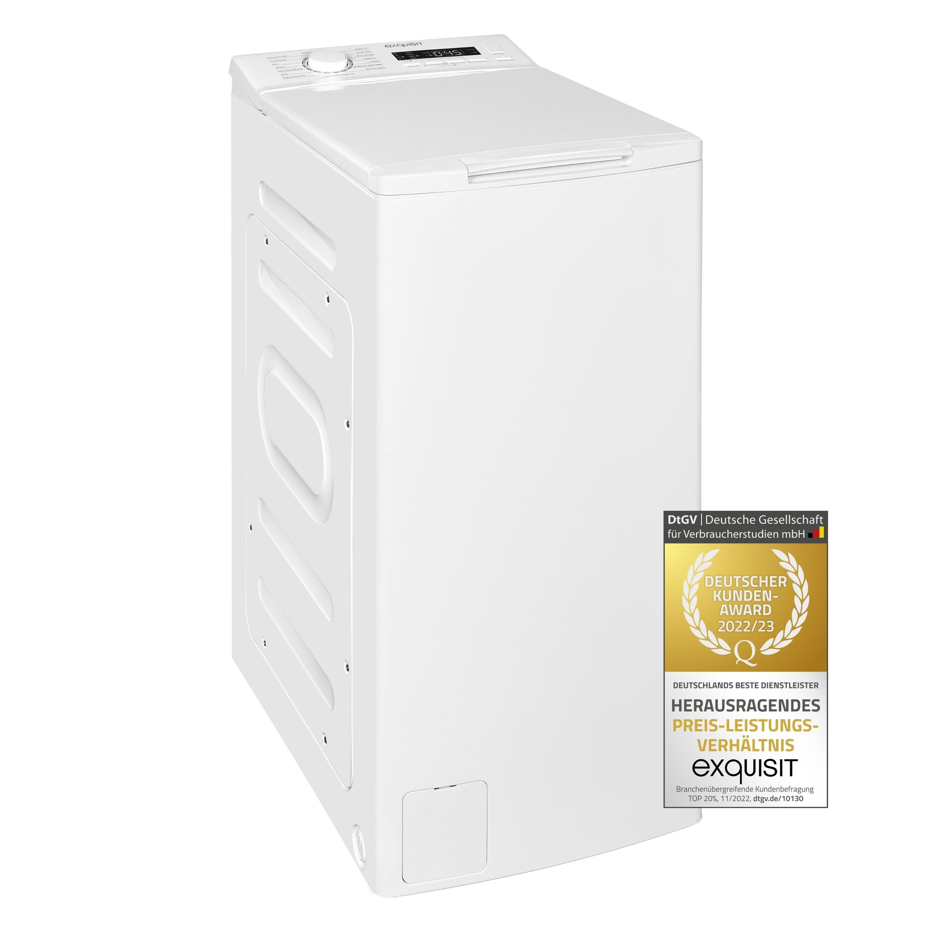 exquisit Waschmaschine Toplader LTO1207-030C weiss, 7,5 kg, 1200 U/min, leistungsstarker Top-Loader mit 16 Programmen