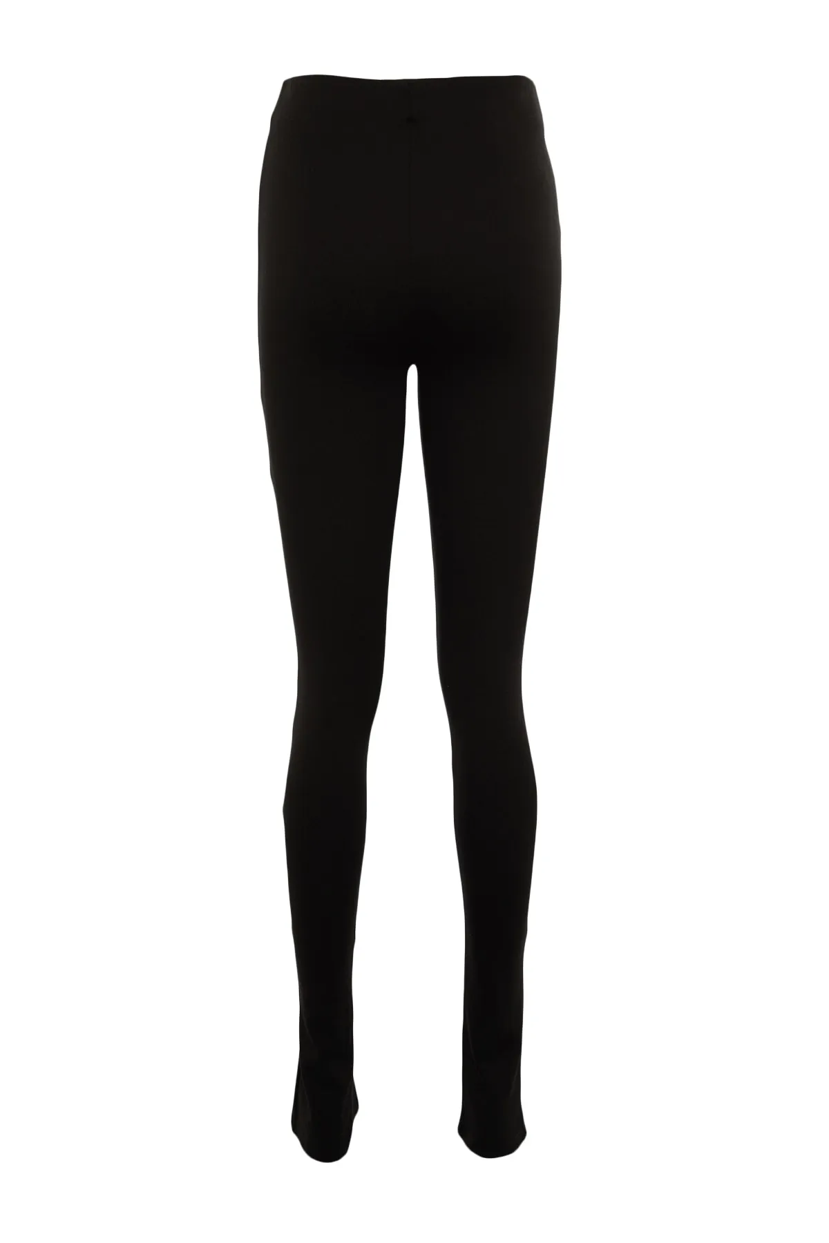 Trendyol Collection  Schwarze Interlock-Strick-Leggings mit hoher Taille und geschlitzten Beinen TWOAW21PL0263