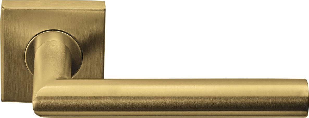 Maniglia a molla per porta Formani 1501D242IMXX0BS BASICS LB2-19BSQR53G su rosetta quadrata PVD oro