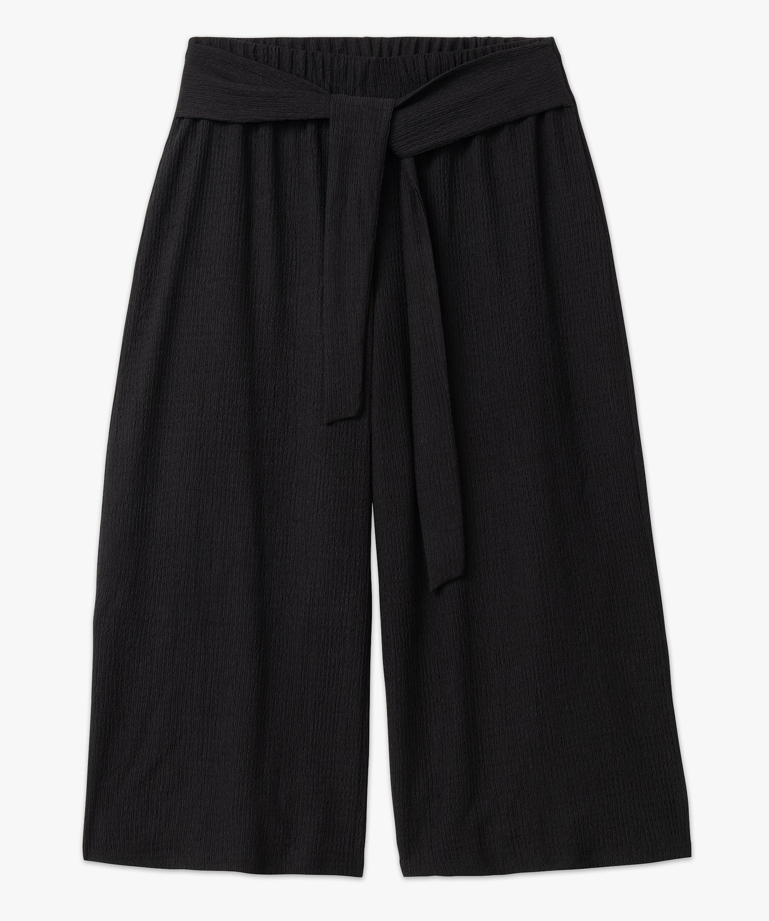 Pantalon en toile gaufrée femme grande taille noir | GEMO