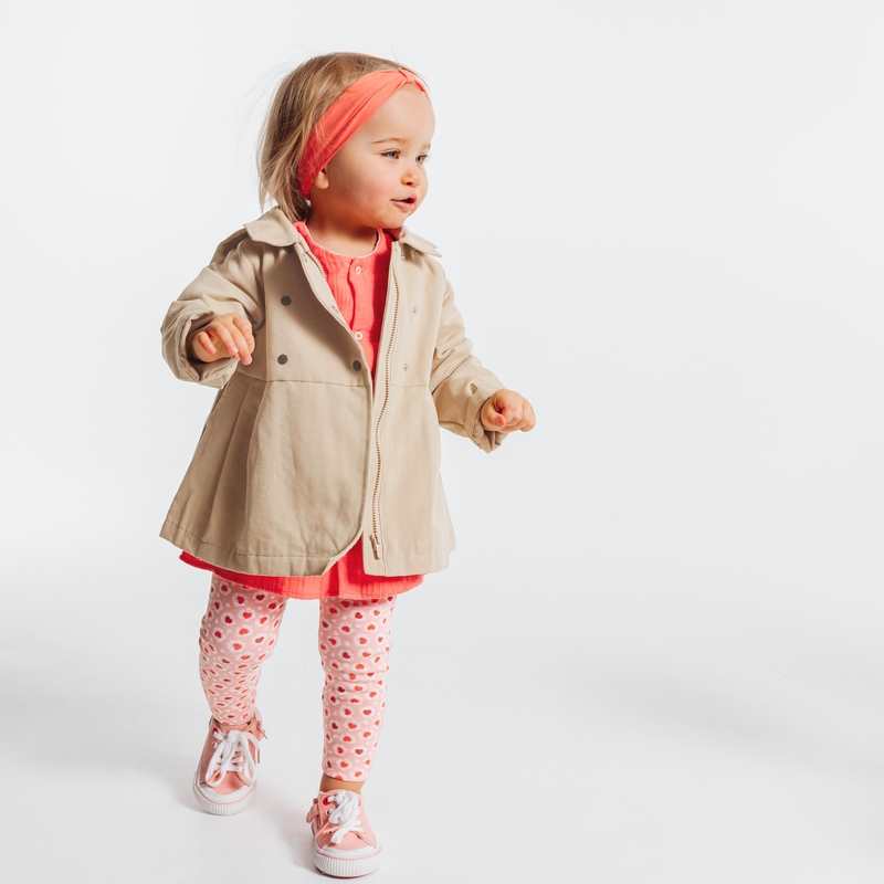 Manteau toile déperlante à capuche beige bébé fille