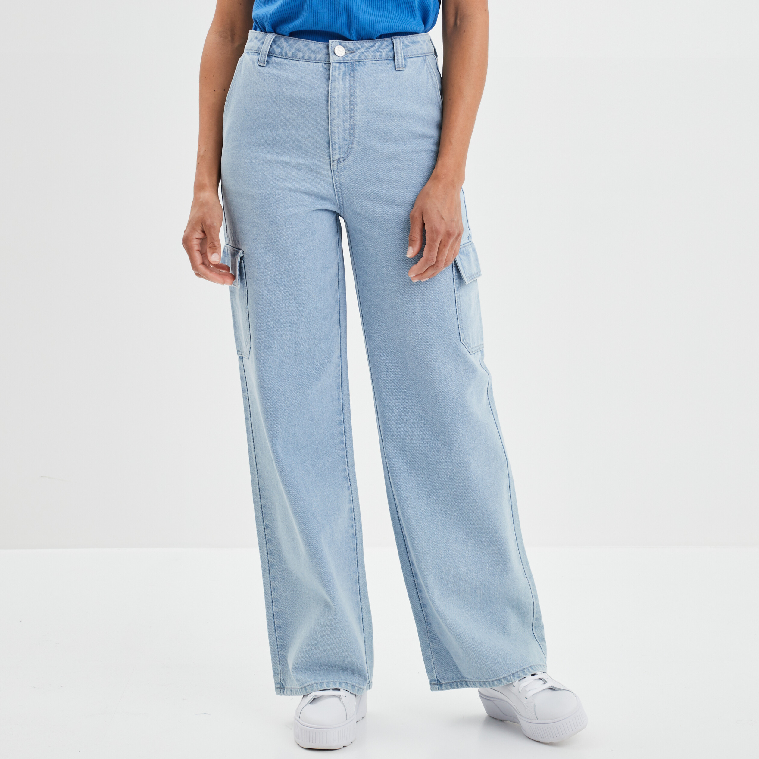 Jeans battle large taille haute Creeks denim stone femme | La Halle