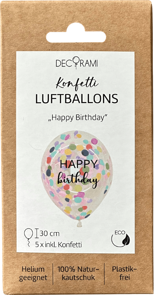 Luftballons Konfetti \Happy Birthday\