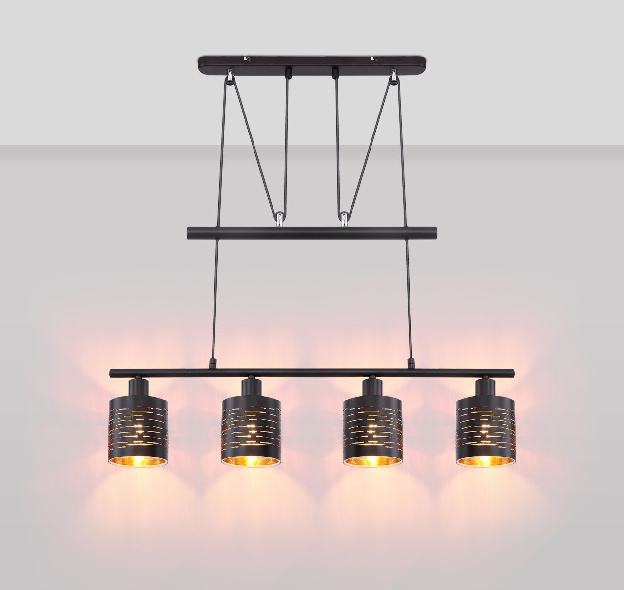 Globo Lighting - TUNNO - Hängeleuchte Metall schwarz, 4x E14 LED