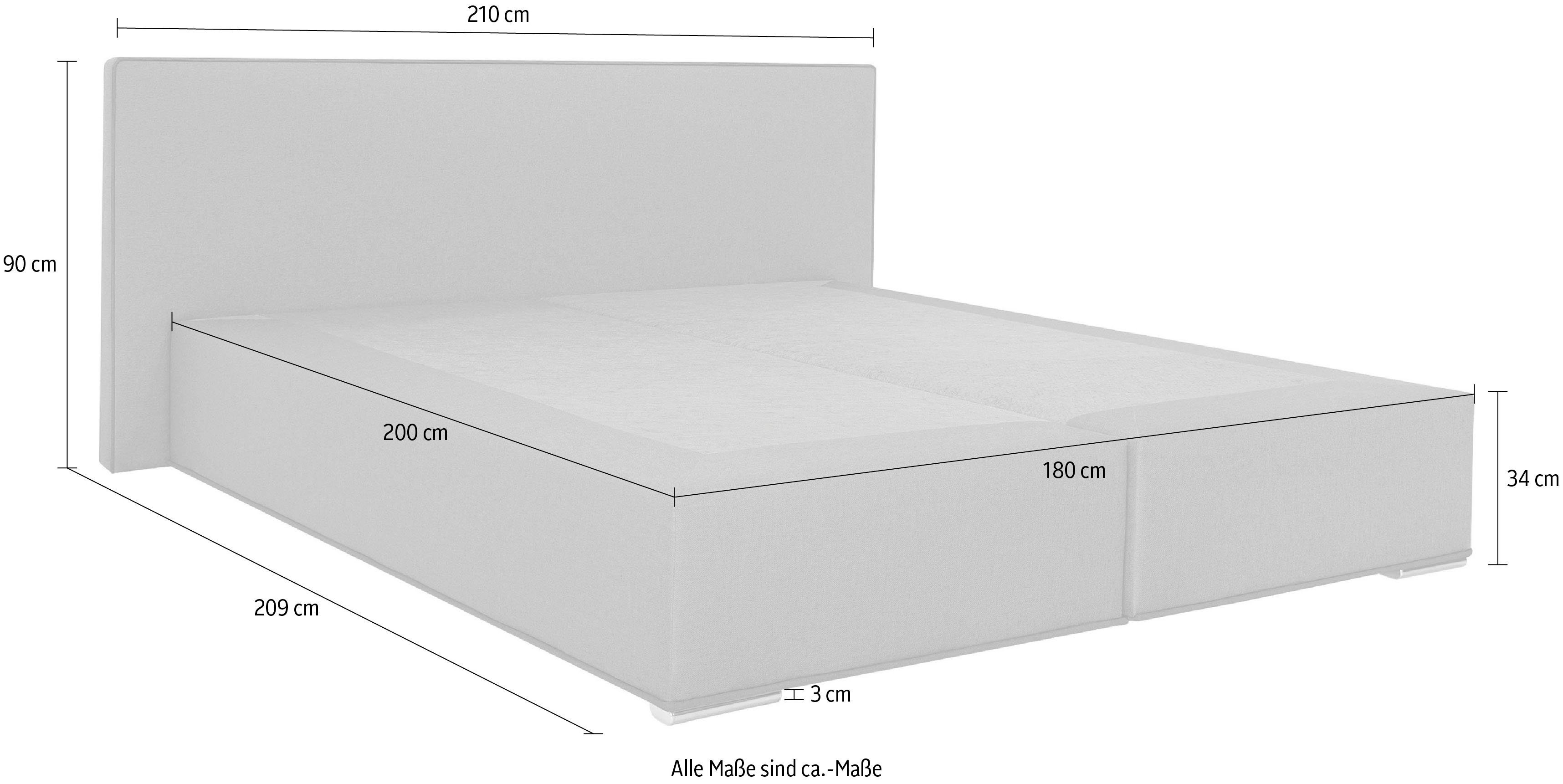COLLECTION AB Boxbett Kreta, inklusive Topper bei Ausführung mit Matratze, H2, H3, H4