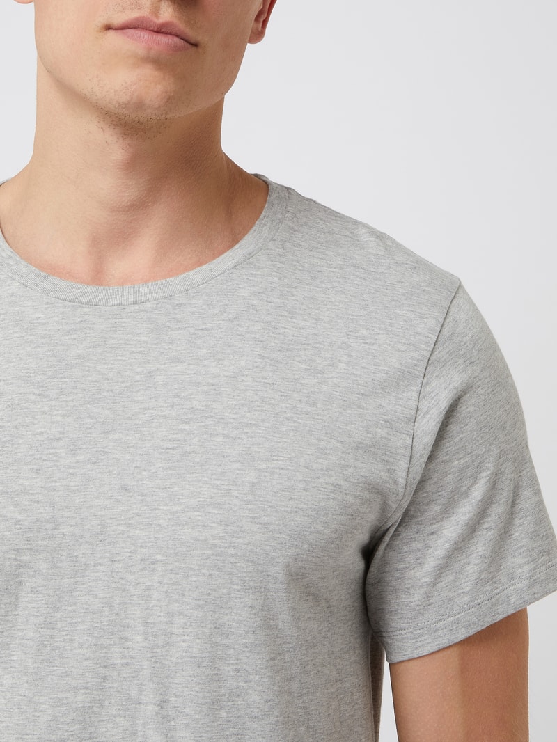 T-Shirt mit Stretch-Anteil im 3er-Pack in hellgrau meliert