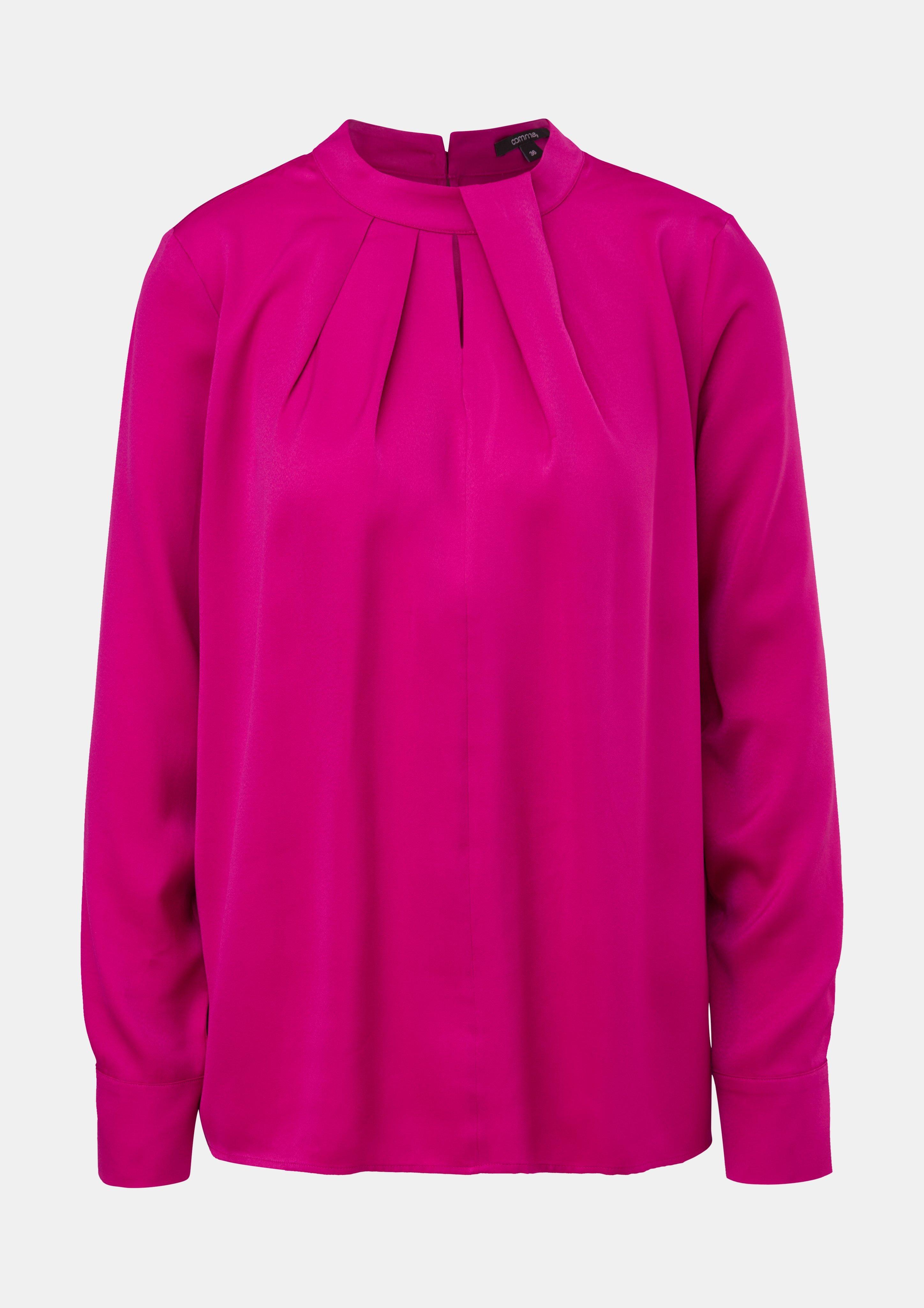 Satinbluse mit Falten-Detail - fuchsia