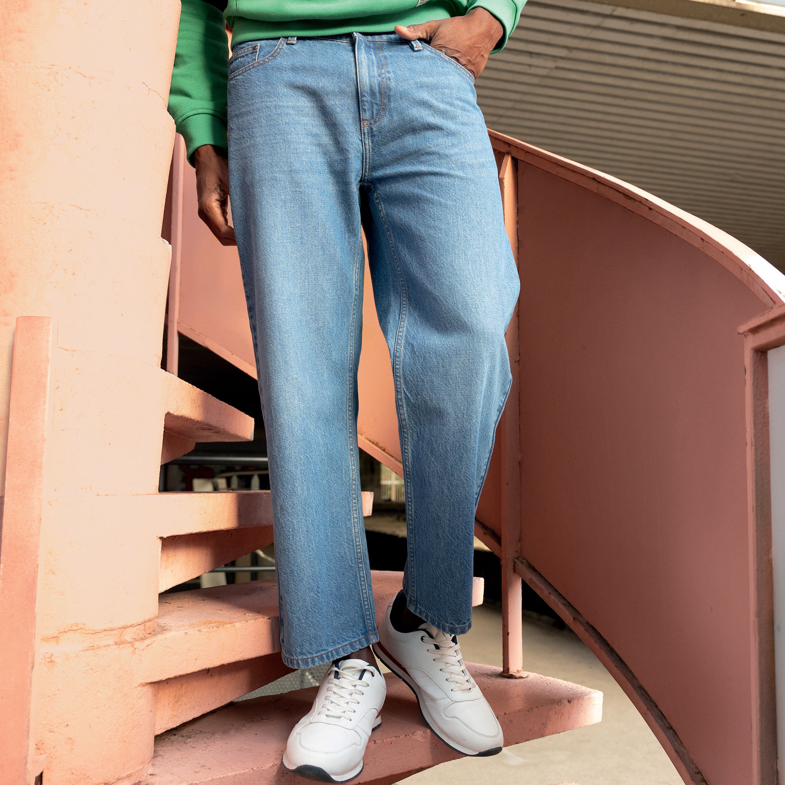 Jeans relaxed Creeks denim triple stone garçon | La Halle