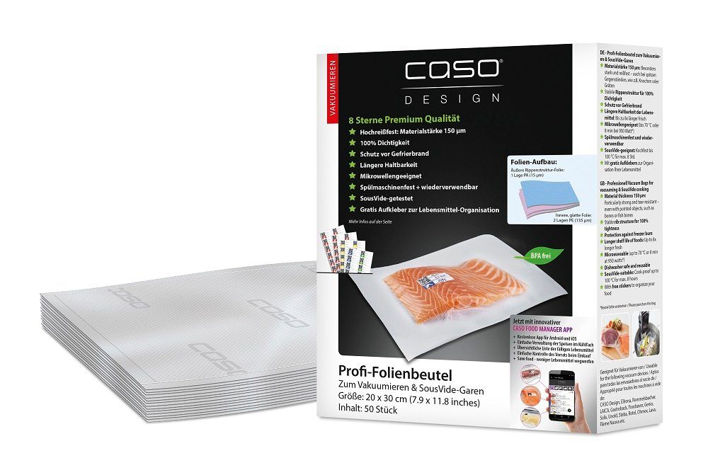 Caso Küchenmaschinen Zubehör-Set CASO Vakuumierbeutel 8* 20x30 cm - 50 Stk.