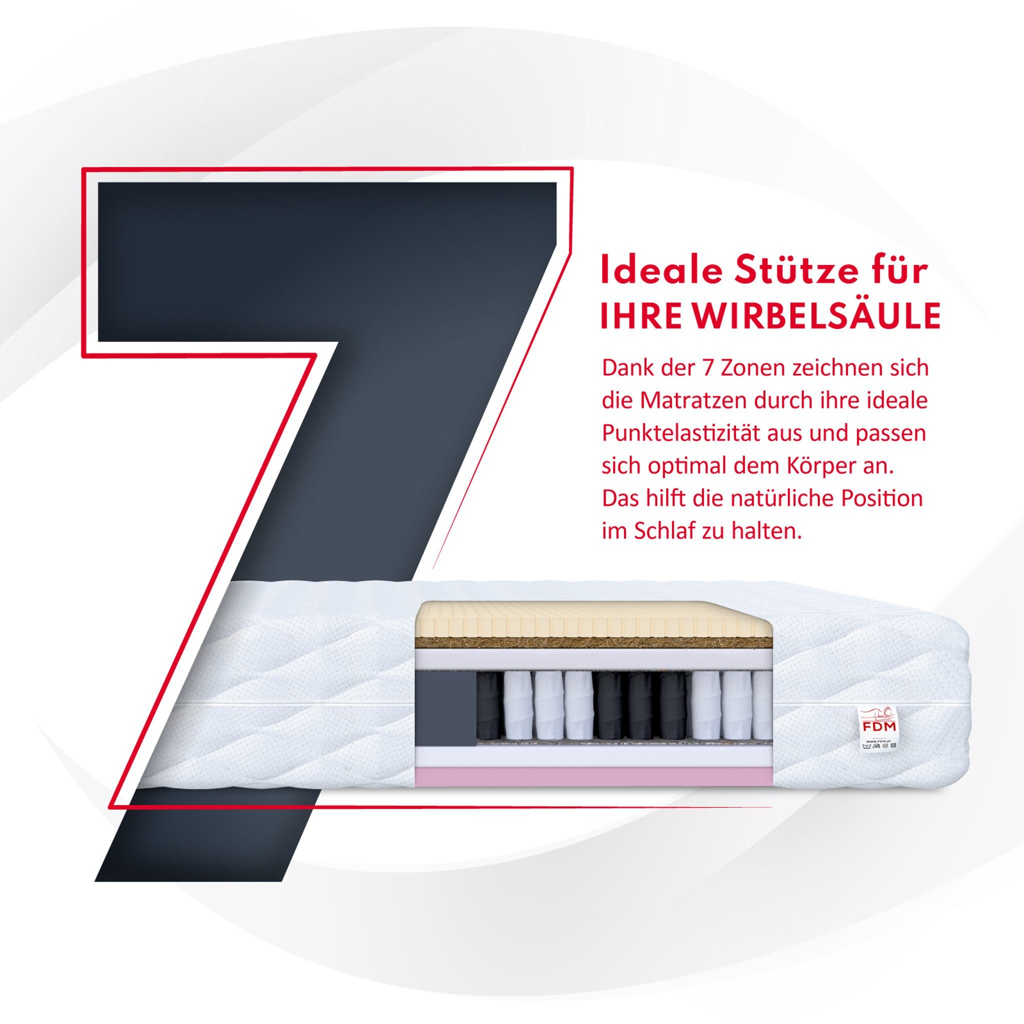 Taschenfederkernmatratze ACTIVE, FDM, 22 cm hoch, (1), Wendematratze, 7 Zonen, H3/H4