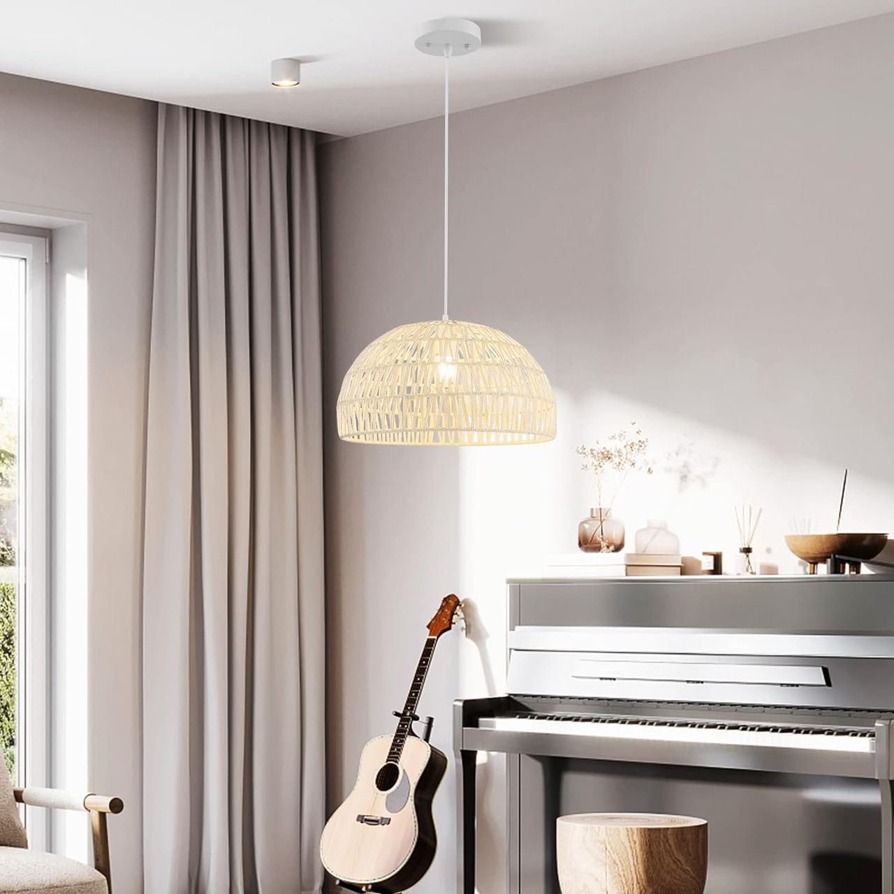 Costway COSTWAY Pendelleuchte Papier, Boho Lampe Hängend Rustikal