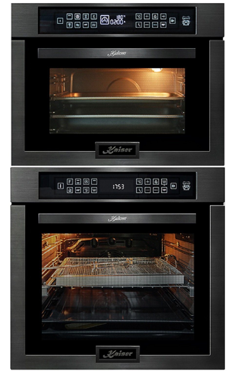 Kaiser Küchengeräte Backofen-Set EH 6306 RS+EM 6307 RS, Einbaubackofen,79L 15 Fkt. +Mikrowellen-Backofen, 45 cm
