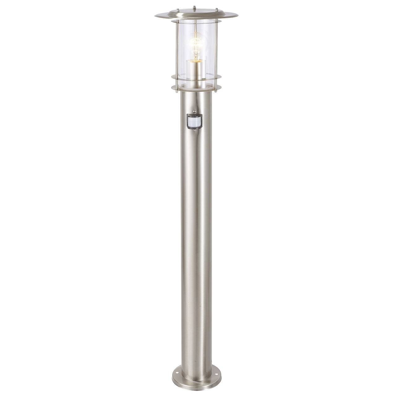 Brilliant Außen-Stehlampe York, Lampe York Außenstandleuchte Bewegungsmelder edelstahl 1x A60, E27