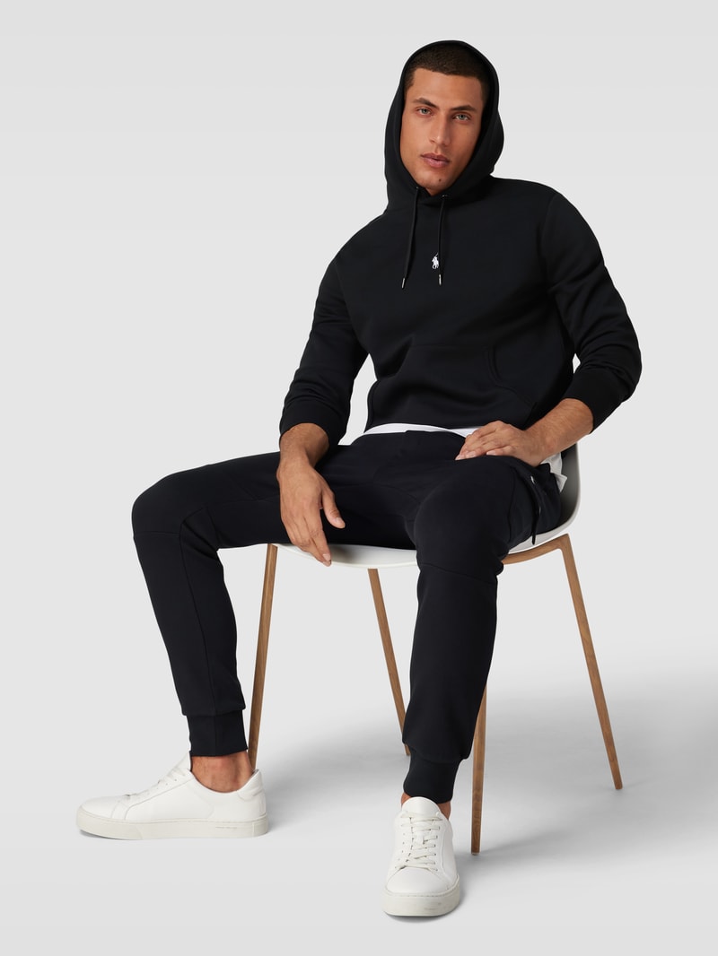 Hoodie mit Label-Stitching in schwarz