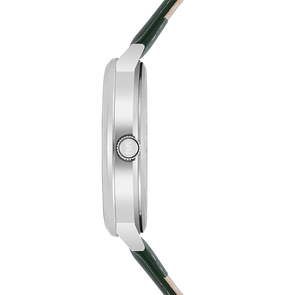 Rhodenwald & Söhne Montre à quartz Arakon II Argent Cuir véritable en Vert foncé Montre