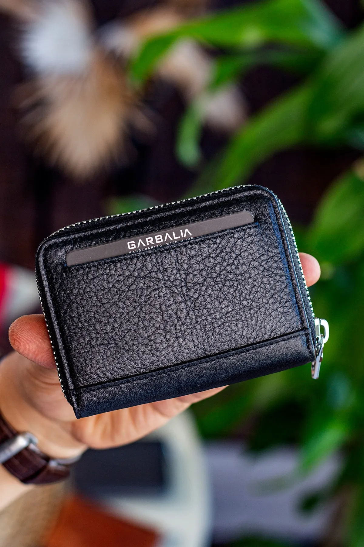 Garbalia  Sydney Echtleder-Rfid-blockierende schwarze Unisex-Geldbörse mit Münzfach