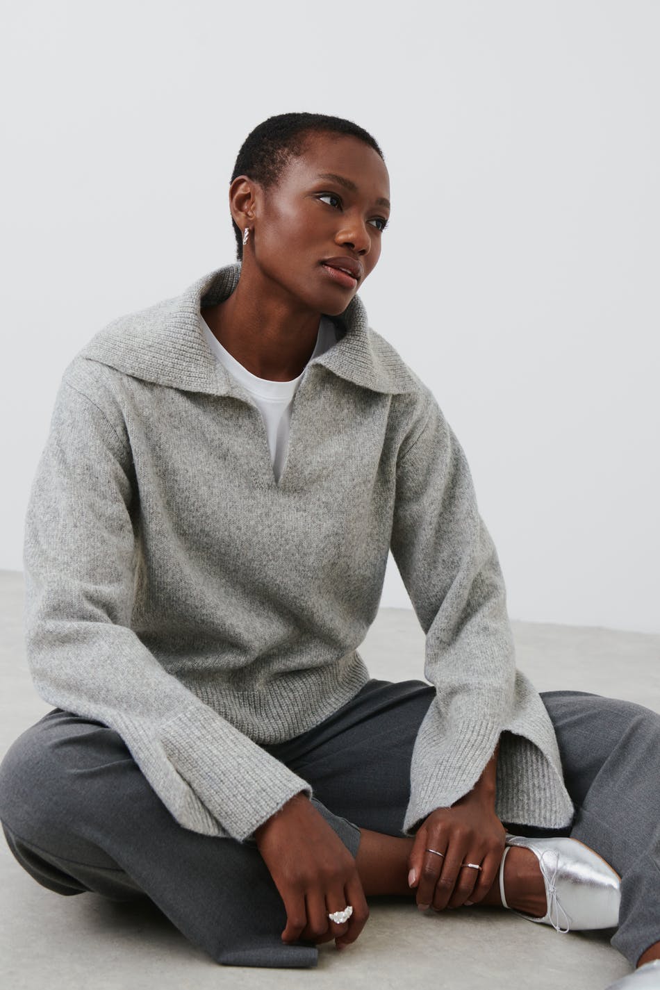 V-neck knitted sweater