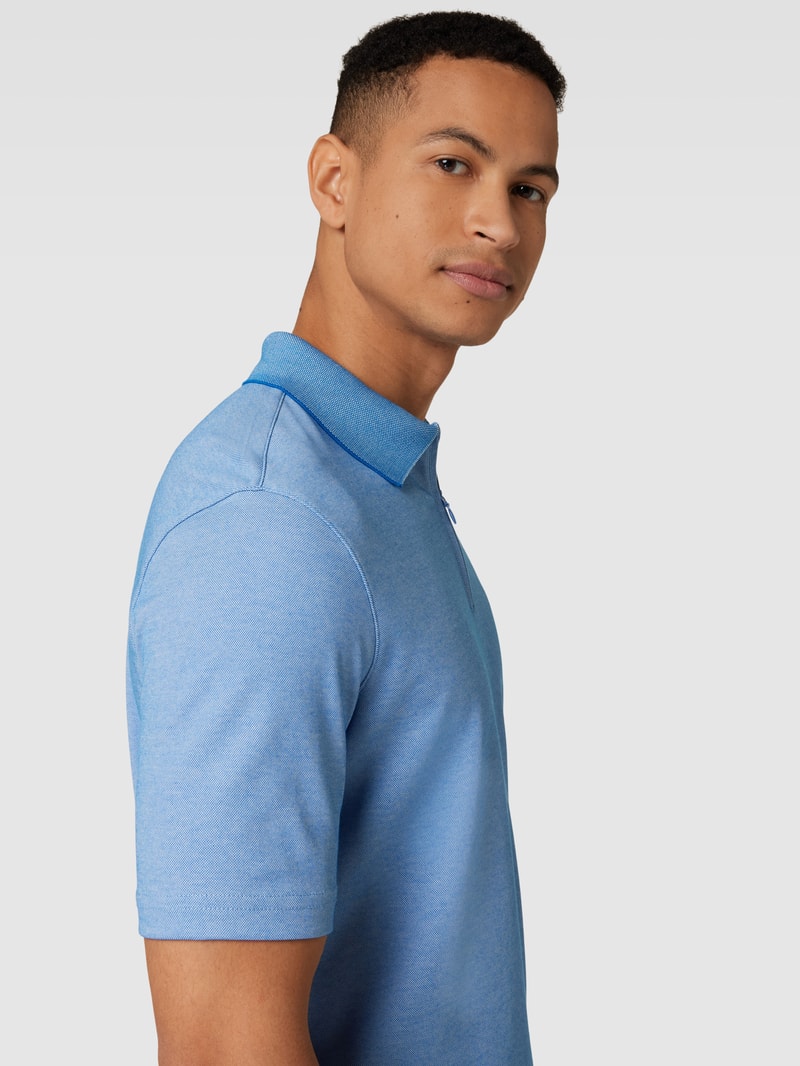 Poloshirt mit Reißverschluss in blau