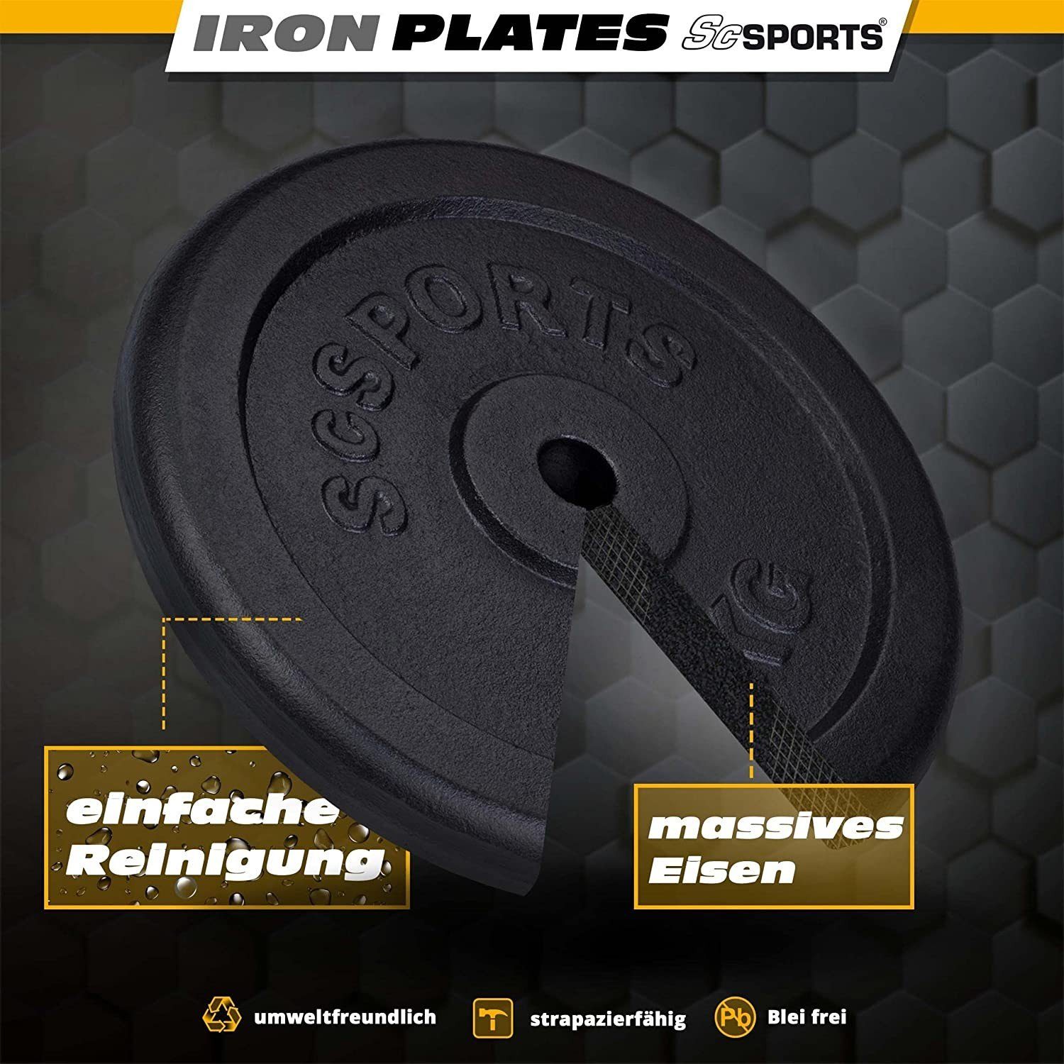 ScSPORTS® Hantelscheiben Set 2,5 kg Ø 30mm Gusseisen Gewichtsscheiben Gewichte, (10002959-tlg)