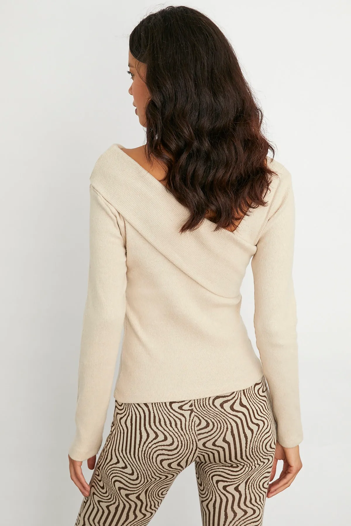 Cool & Sexy  Damen-Strickbluse mit Steinkreuzkragen SF12047