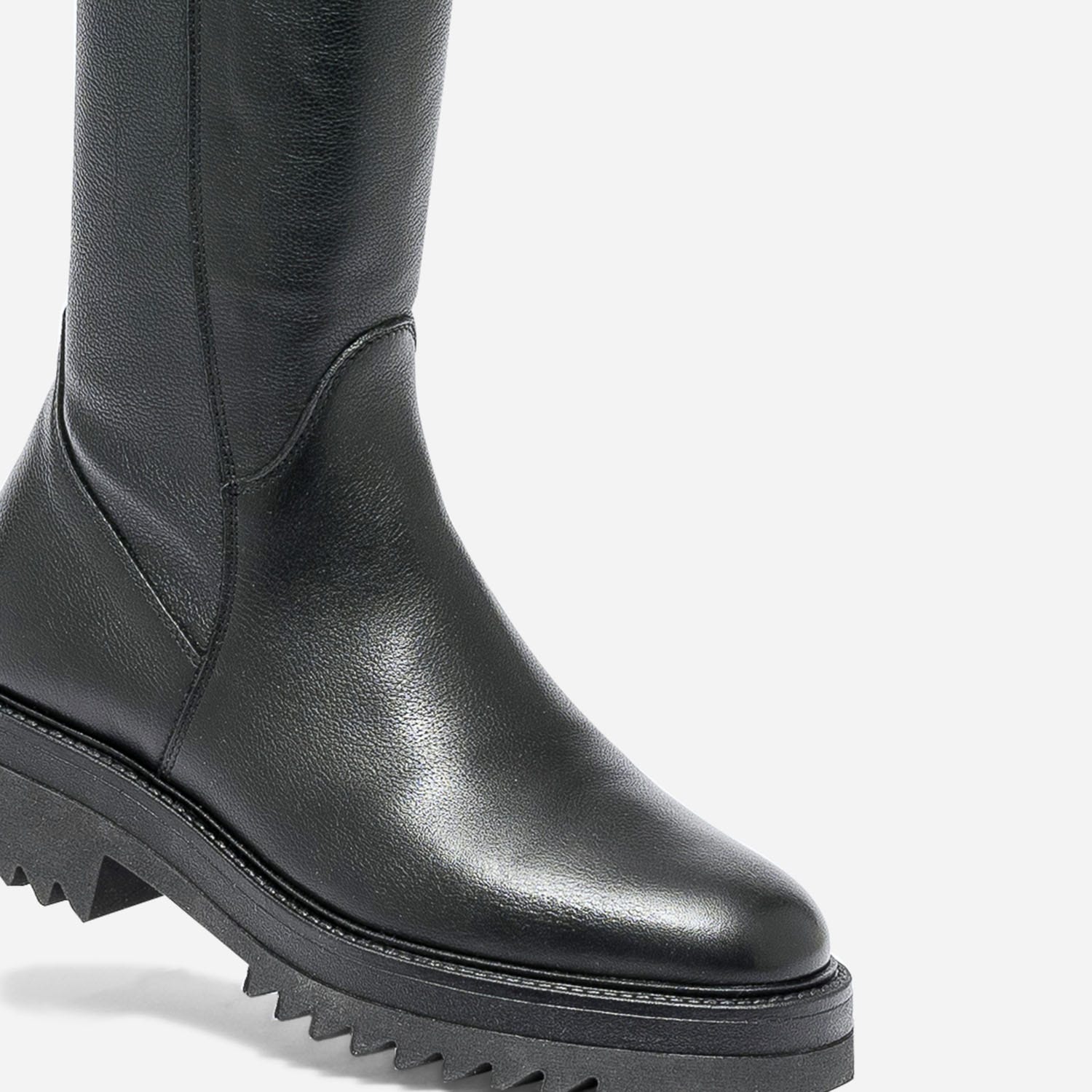 Cuissarde TEXTO noire en cuir éco-conçu