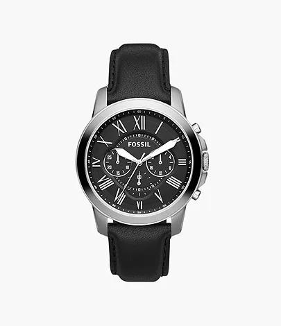 Fossil Herrenuhr Grant Leder Schwarz