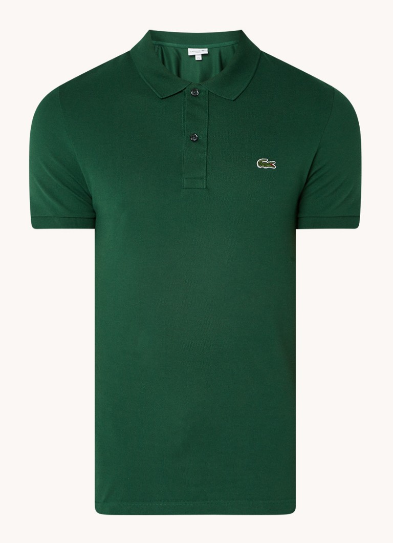 Polo Lacoste slim fit em algodão piqué