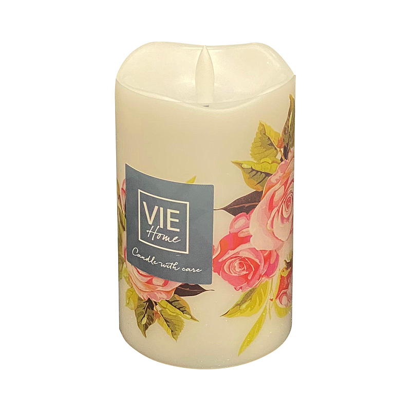 Vie Home Kubbelys 12,5 cm m/print LED timer Rose