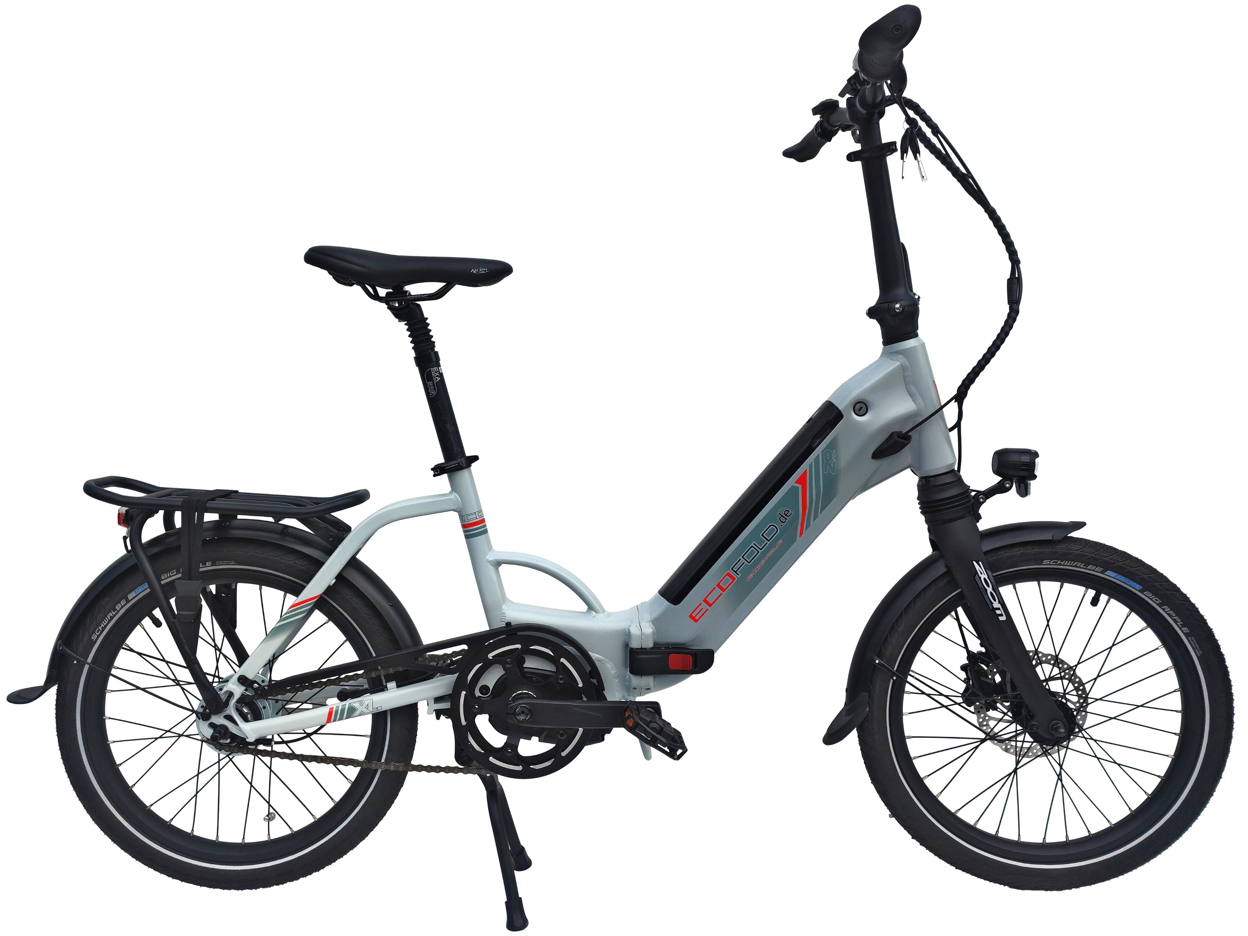 Ecofold E-Bike 20 Zoll ECOFOLD BFM420 E-bike Klapprad BaFang Mittelmotor schwarz, 8 Gang Shimano, Nabenschaltung, Mittelmotor