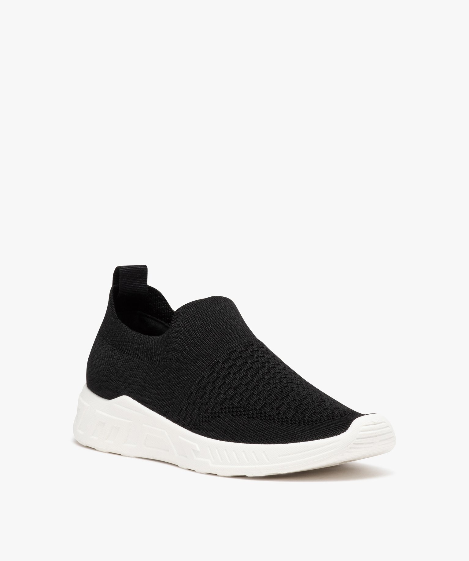 Baskets femme extra souples en maille unie noir | GEMO
