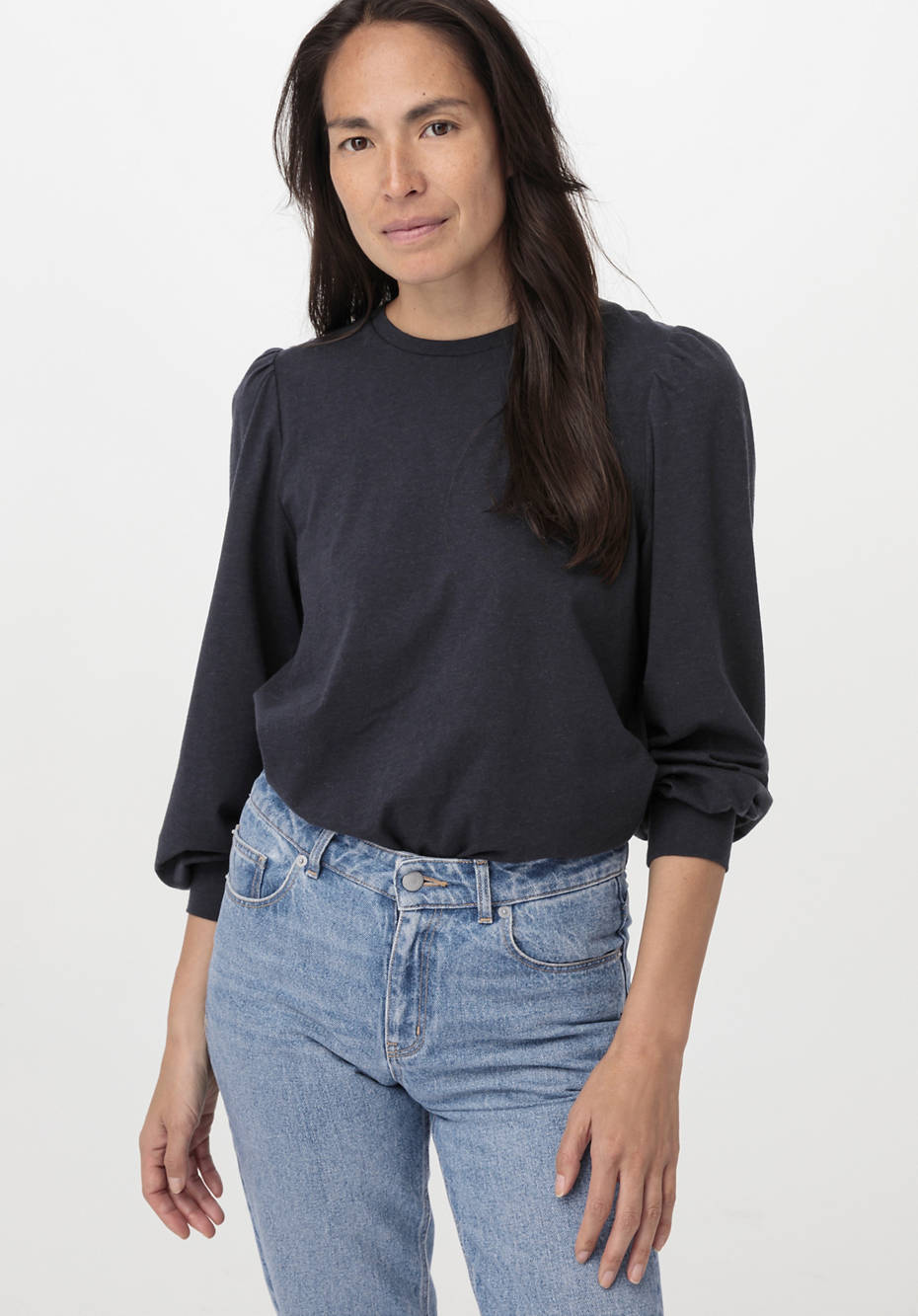 Jersey-Bluse aus Bio-Baumwolle mit Bio-Merinowolle