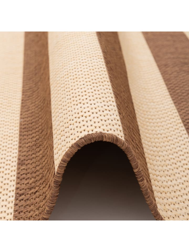 Pergamon In & Outdoor Teppich Flachgewebe Valencia Streifen in Beige günstig kaufen