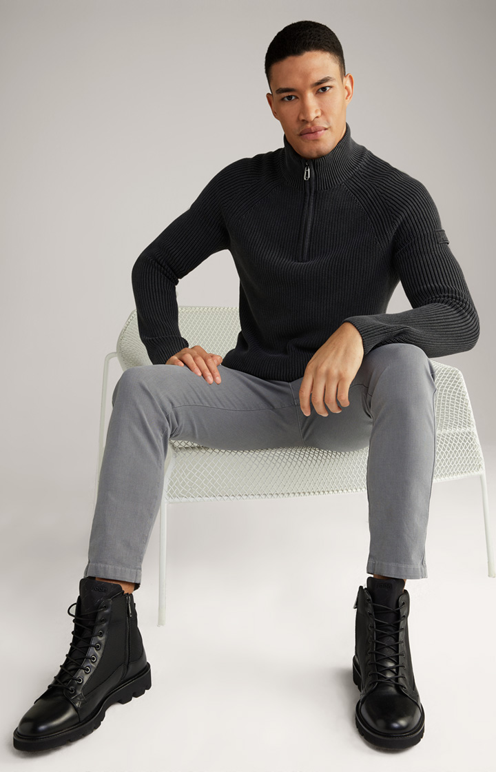 Baumwoll-Pullover Henricus in Schwarz-Grau