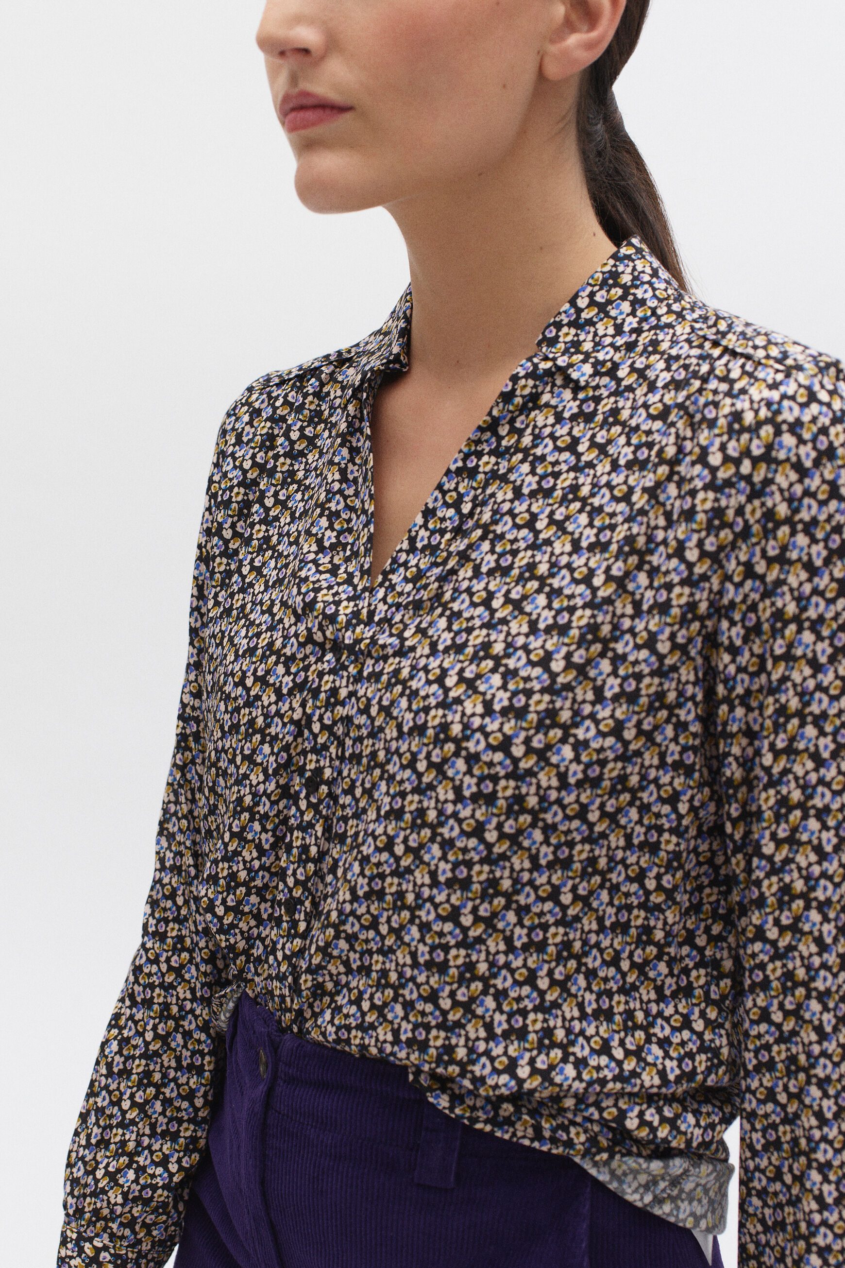 chemisier remy fleurs noir femme