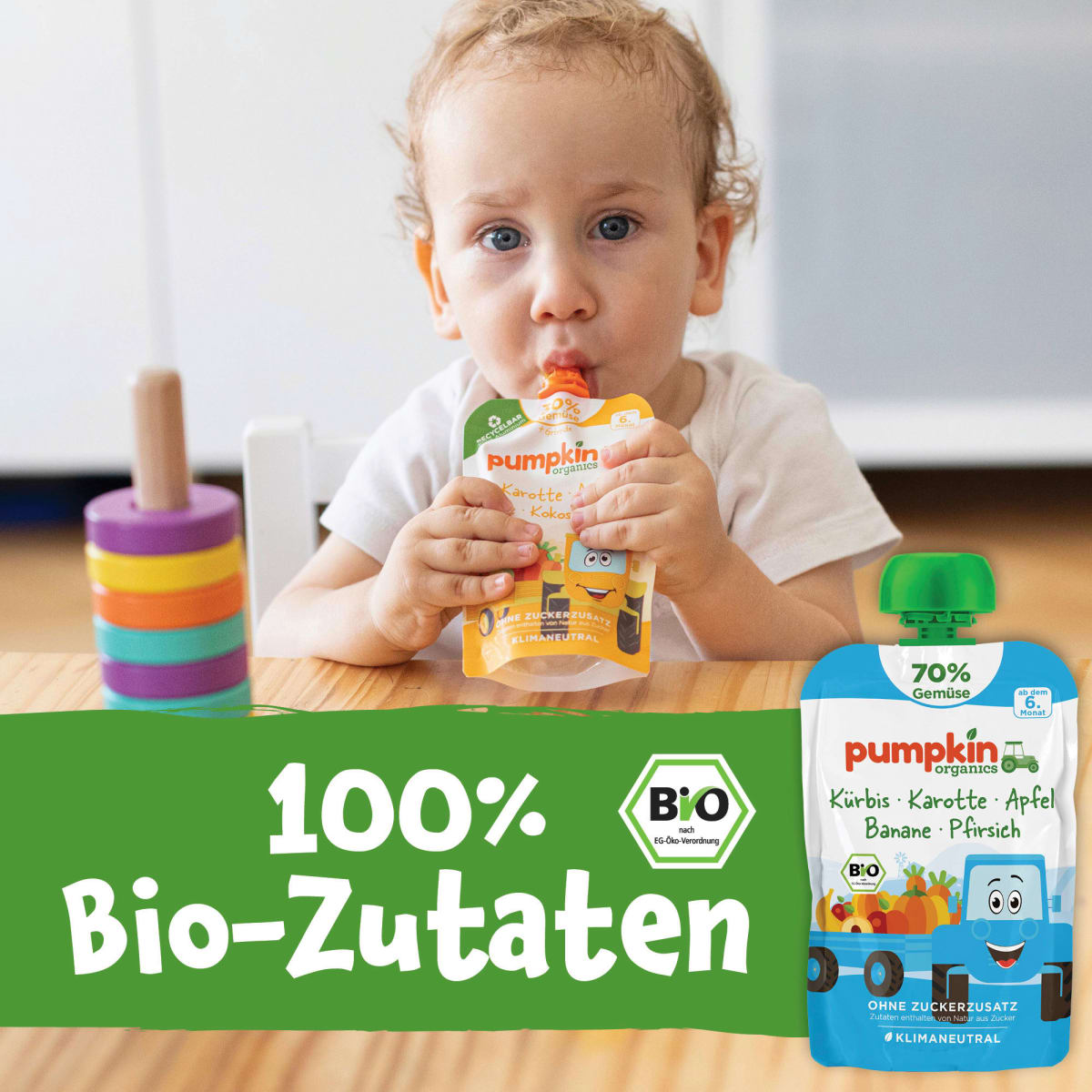 Quetschie Kürbis, Karotte, Apfel, Banane & Pfirsich, ab 6 Monaten, 100 g