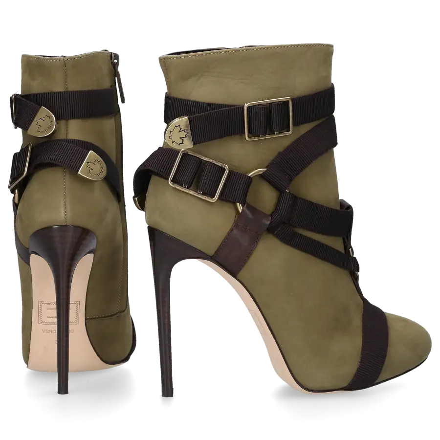 Dsquared2 - Stiefeletten J504 Nubukleder Zierschnalle grün - grün