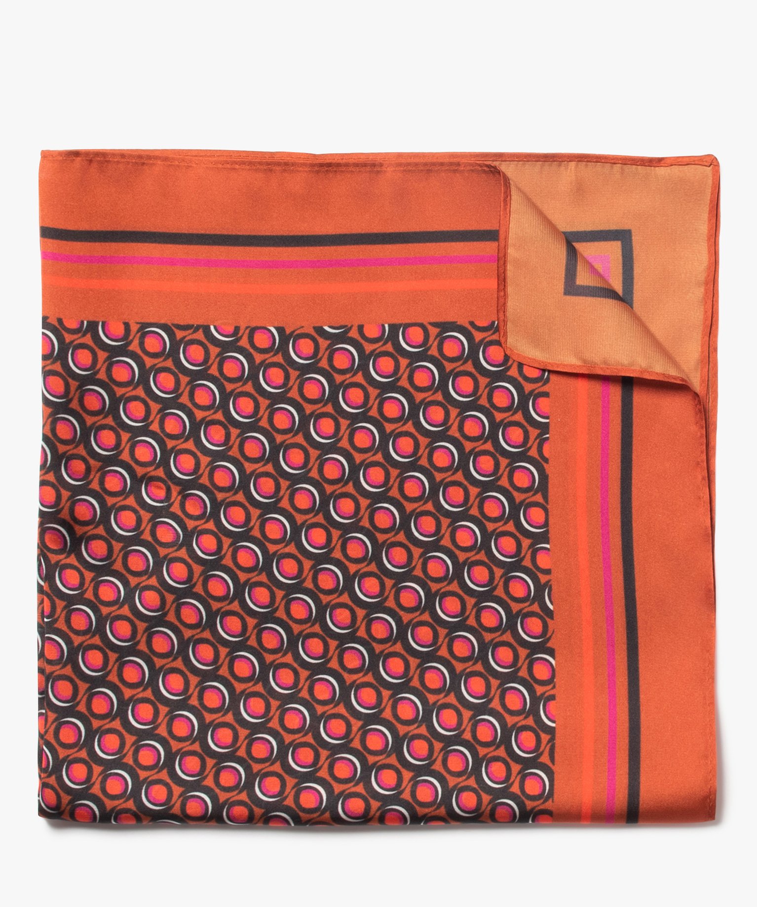 Foulard carré en satin à motif femme orange | GEMO