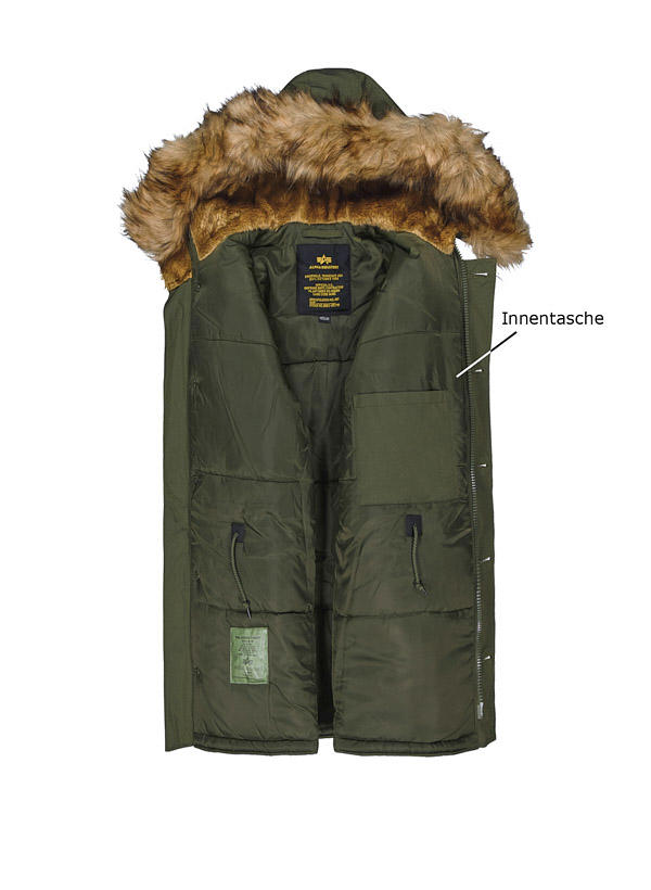 ALPHA INDUSTRIES, Parka Polar, Mikrofaser wattiert, oliv