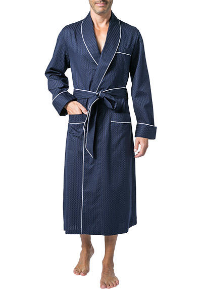 DEREK ROSE, Hausmantel, Baumwoll-Satin, royal